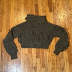 Fashion Nova Olive Cable Knit Turtleneck Sweater
